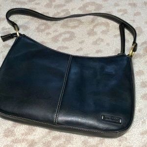 Nine west black jet set shoulder bag leather purse BoHo